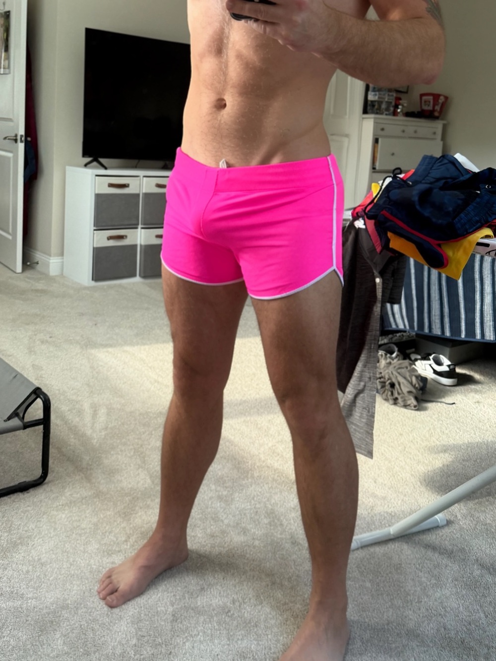 Men’s BANG Hot Pink Athletic Swim Shorts 38/40